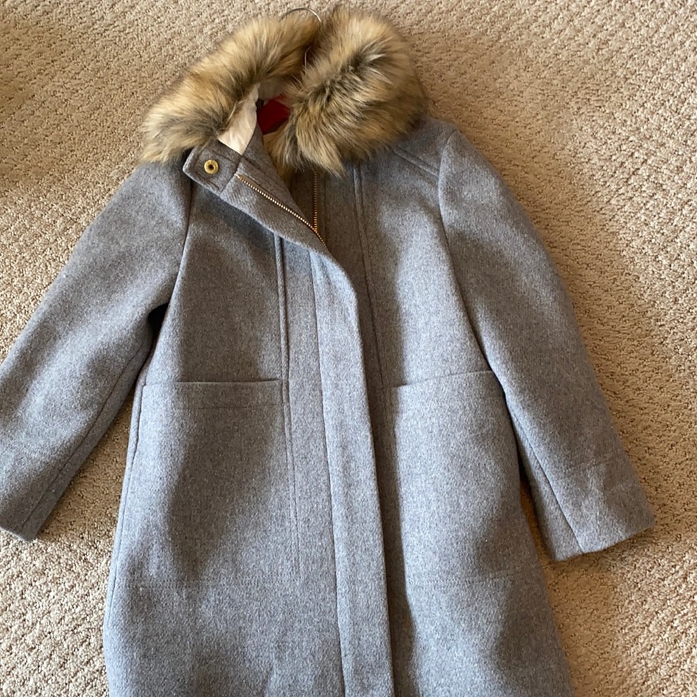 Girls Crewcuts Gray Wool Chateau Coat, size 6-7